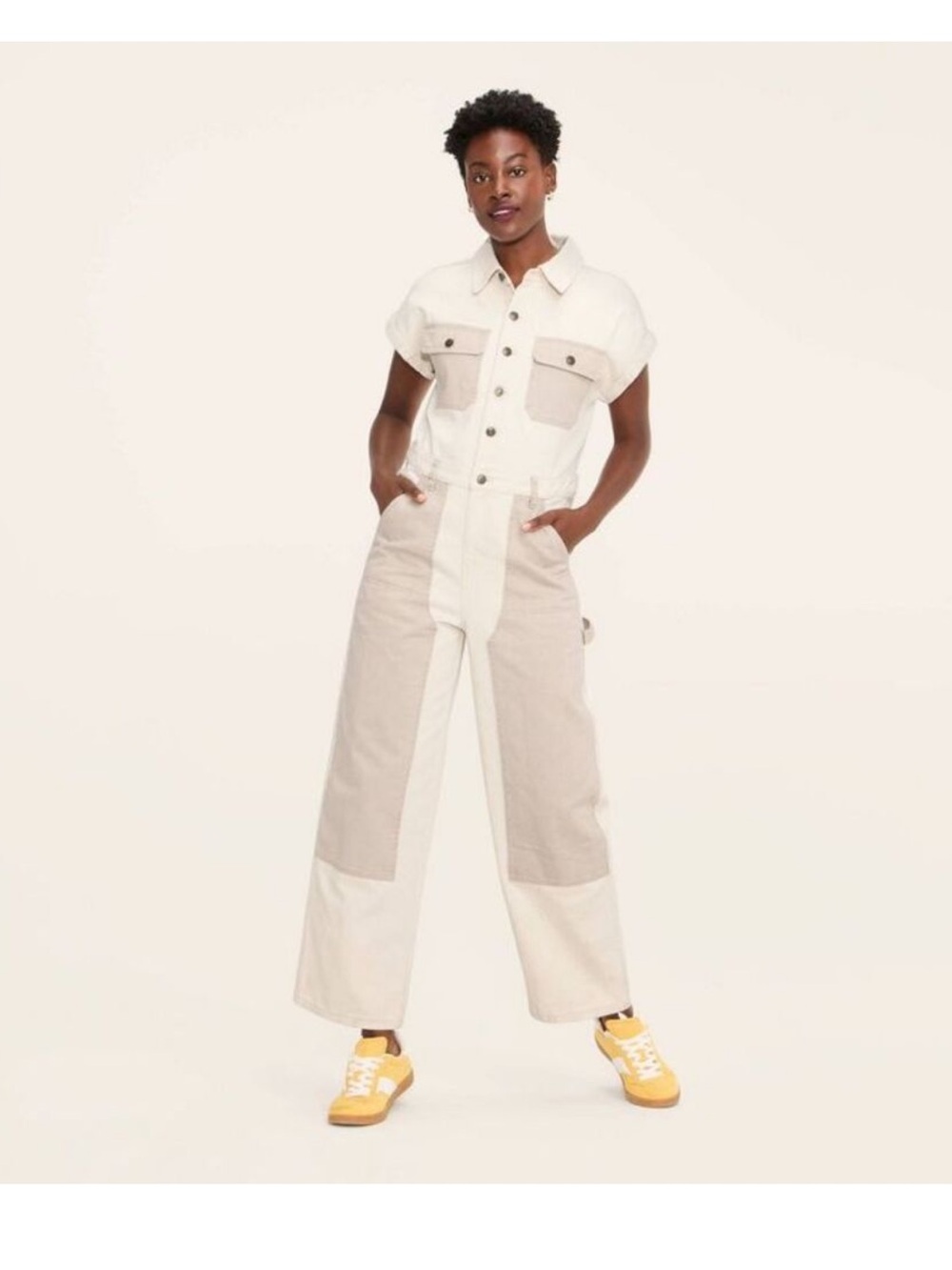 Women's Short Sleeve Western Jumpsuit - Woolrich x Target Cream 18